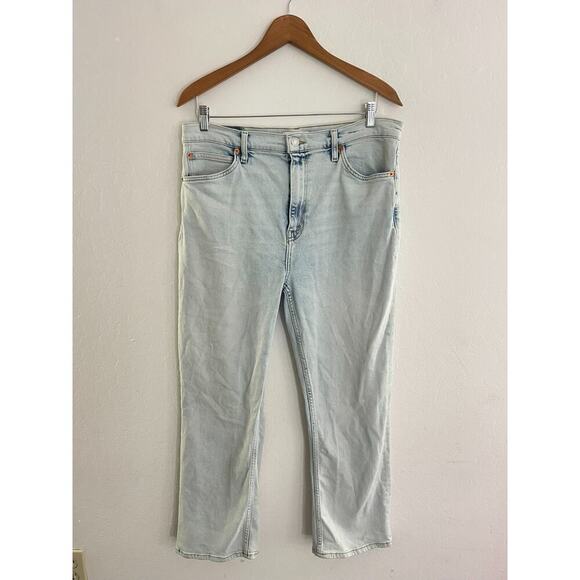 Re / Done Jeans 32 Denim 70s High Rise Crop Bootcut Jeans in Vapor Wave - Picture 3 of 12